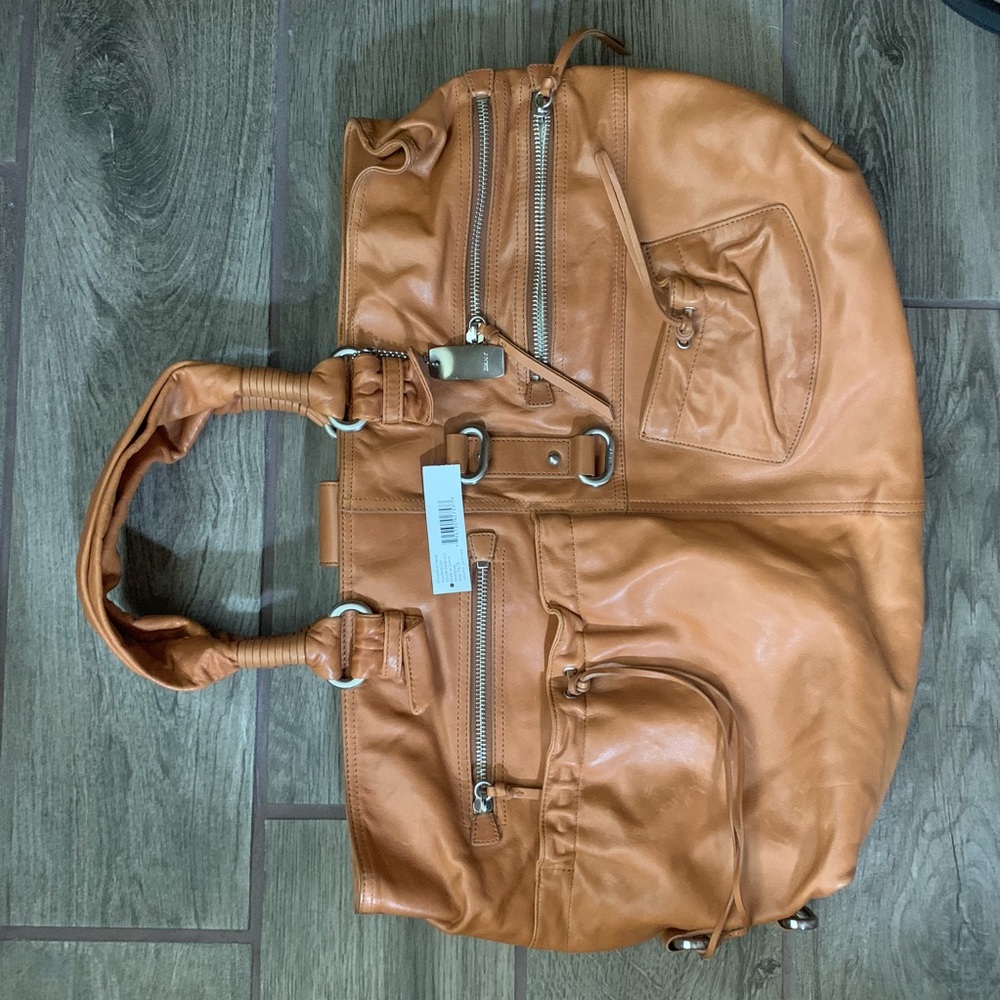 DKNY New Leather Handbag Rust Pockets
